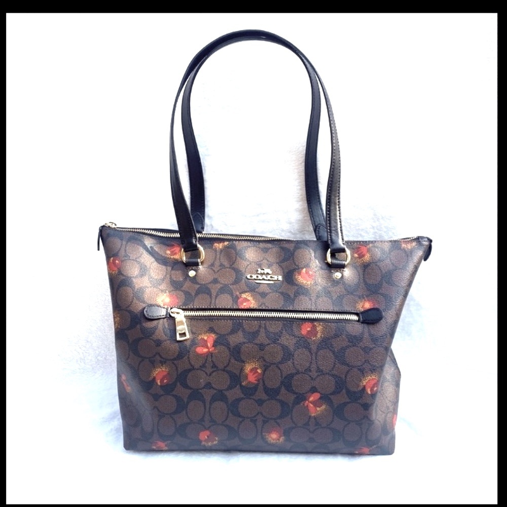 COACH Galley Tote Pop Floral signature leather canvas shoulder bag #5803
